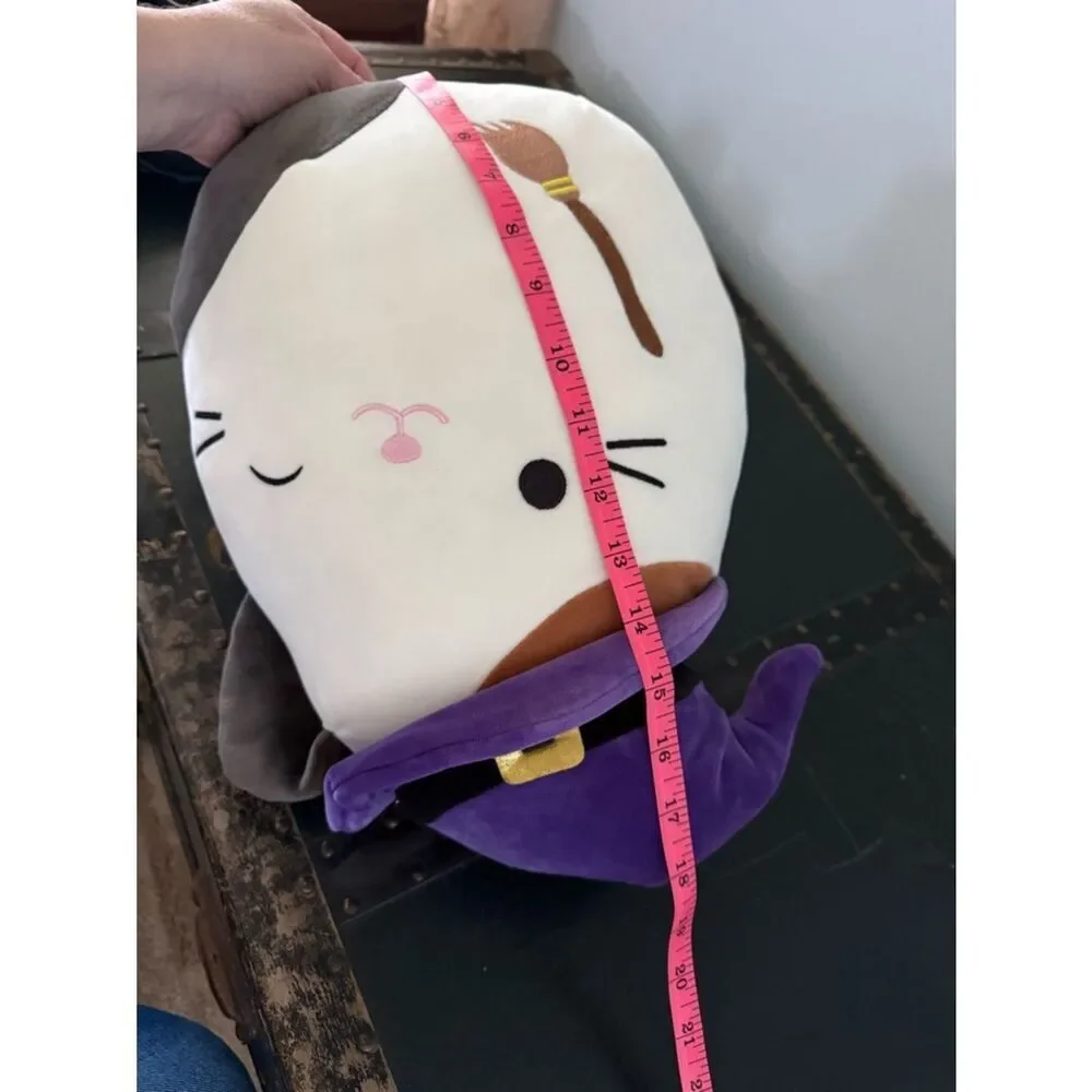 Kellytoy Squishmallow Cam The Calico Cat Purple Witch Hat & Broom 18” Halloween